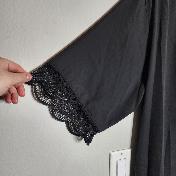 NWT Macy's INC Black Lace Trim Short Robe Women's Size XXL - Picture 12 of 14